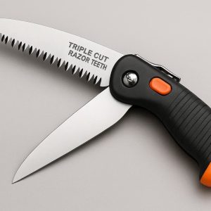 Compact Folding Pruning Saw with Triple Cut Razor Teeth Design