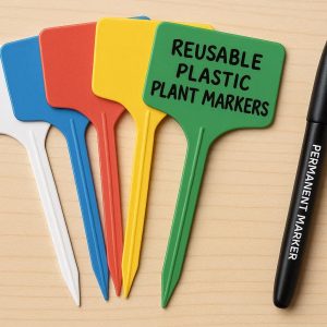 Reusable Plastic Plant Markers with Permanent Marker Pen